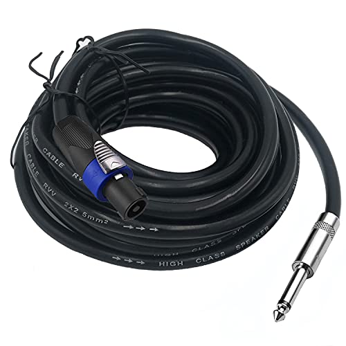 2 pack 50ft speakon to 14 inch male speaker cable 50 feet 635mm stereo audio connection cord 12 gauge awg wire 50ft2pack