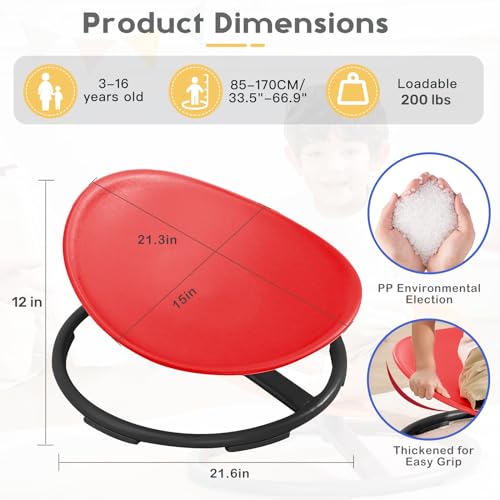 Image of BABAMU Spinning Chair for Autistic Kids, Sensory Swivel Chair, 220LBS Weight Capacity, Autism Sensory Products, Autism Toys, Sensory Toy (RED, Egg)