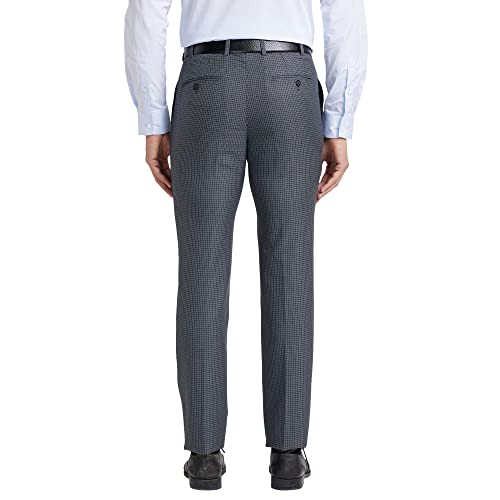Image of Raymond Men's Polyviscose Blend Checks Pattern Slim Fit Flat Front Formal Trouser