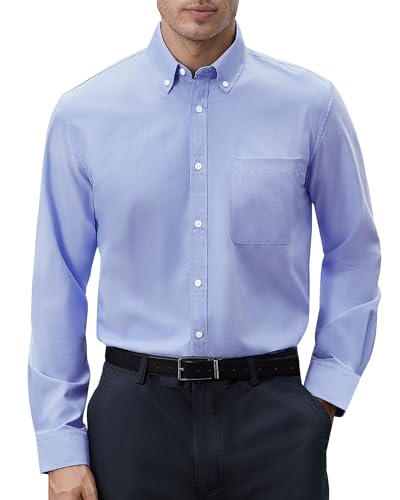 Mens Oxford Shirts Long Sleeve Button Down Shirt Regular Fit Business Casual Dress Shirts