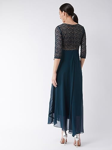 Image of Miss Chase Women's Round Neck Cap Sleeves Lace Knee -Long Skater Dress