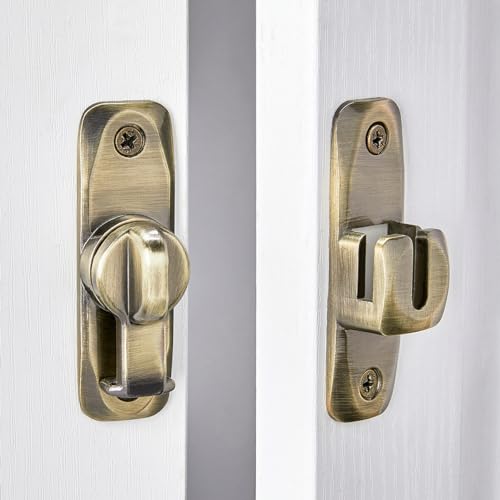 Image of INIRET Barn Door Latches,Bronze 90 /180 Degree Gate Lock,Zinc Alloy Right Angle Door Lock Latch,Flip Gate Latches Hardware,Door Security Sliding Door Latch Lock fo Cabinets,Bathroom,Barn Door