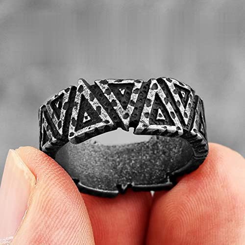 XJruixi Simple Vintage Black Triangle Geometry Stainless Steel Mens Rings Trendy for Male Boyfriend Jewelry Creativity Gift Wholesale