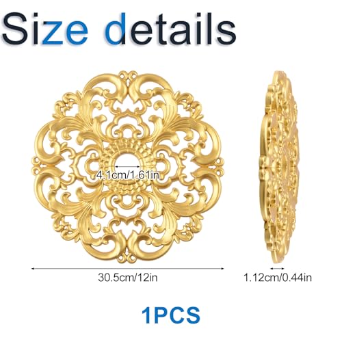 Image of INCREWAY 11.6 Inches Golden Ceiling Light Base PS Plastic European Style with Hollowed Style, Patterned Carved Round Plate, Suitable for Installing Pendant Lamps in Rooms