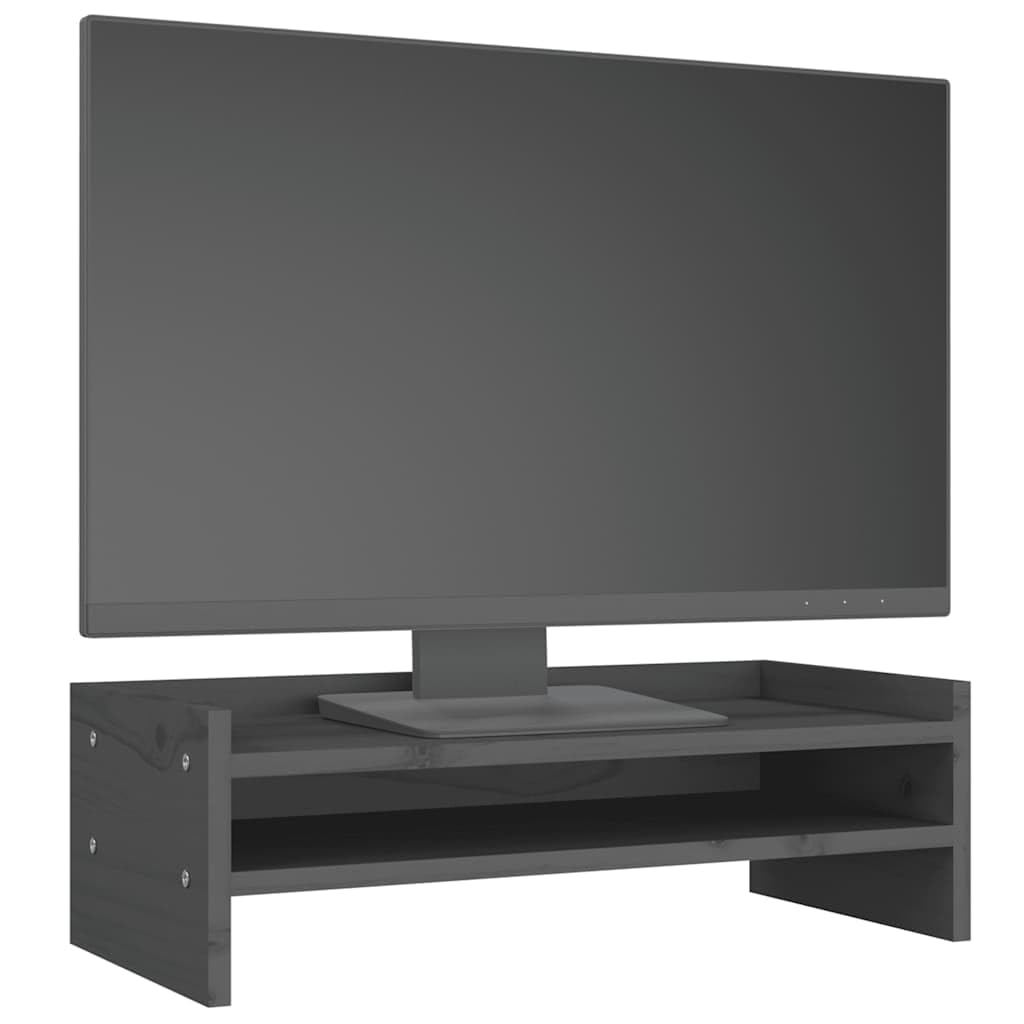 Mangloder - Supporto per monitor in legno di pino massiccio, 50 x 24 x 16 cm, per lavoro ergonomico in casa, ufficio, organizer da scrivania, vano portaoggetti, gestione dei cavi, soluzione stabile