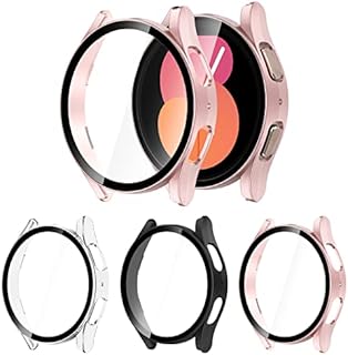 RIOVO [3-Pack]Screen Protector Compatible with Samsung Galaxy Watch 5 40mm, PC Hard Case with Tempered Glass Screen Protection Cover Full-Cover Scratch-Proof Protector for Galaxy Watch 5 40mm