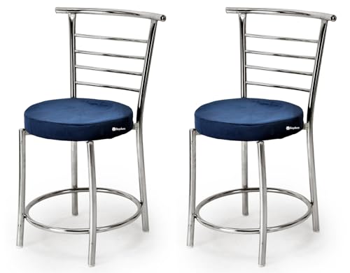 Image of Goyal steel & furniture Chairs for Dining Table, Steel Chair, Dining Chair with Comfortable Cushion (2, Blue, Standard)