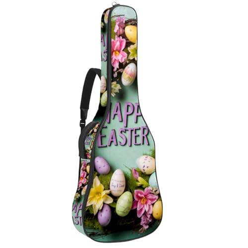 Housse de guitare acoustique robuste à motif floral vert 42.9 pouces