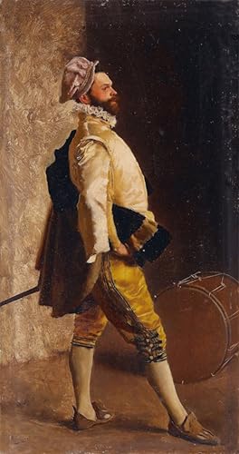 Pintura sobre lienzo clásica Il batterista in piedi de Gustave Jean Jacquet en 60x90cm