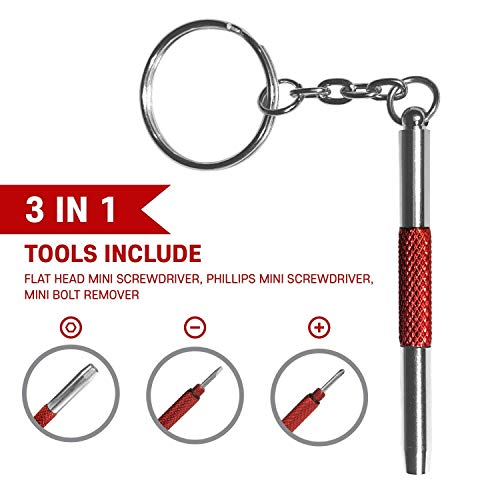 2PCS 3 in 1 Colorful Mini Precision Screwdriver with Keychain-Eyeglass, Sunglass, Watch, Jewelry, Electronics, Toy Repair Kit (Blue)