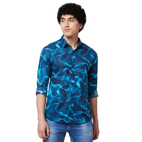 Image of Spykar Cotton Printed Half Sleeve Regular Fit Shirt for Men
