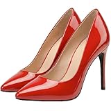 Women’s High Heel Pointed Toe Court Shoe Stiletto Heel Pumps Party Evening Prom Wedding Bridal Ladies Shoes (Red Patent, UK Footwear Size System, Adult, Women, Numeric, Medium, 9)