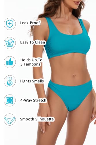 Image of Beautikini Period Swimwear for Teens Two Piece Leakproof Menstrual Bikini Swimsuit Sporty Bathing Suits for Girls Women