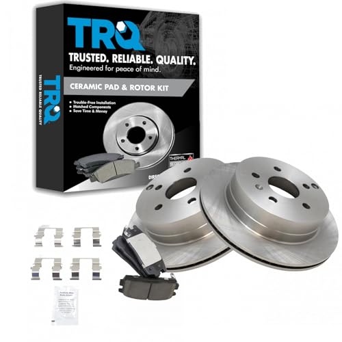 Image of TRQ Rear Brake Pad and Rotor Set Ceramic Vented Rotors Compatible with 2010-2017 Chevrolet Equinox GMC Terrain