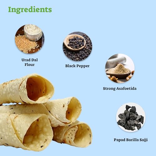 Image of Marwar Combo Pack Of 4 Flavor (400gm Each) (Moong Punjabi, Moong Special, Chana Masala, Urad Dal) | Handmade Pappadam | Zipper Pack Appadam | Size: 7Inch, 112-120 Papads | Perfect Snack or Meal Side