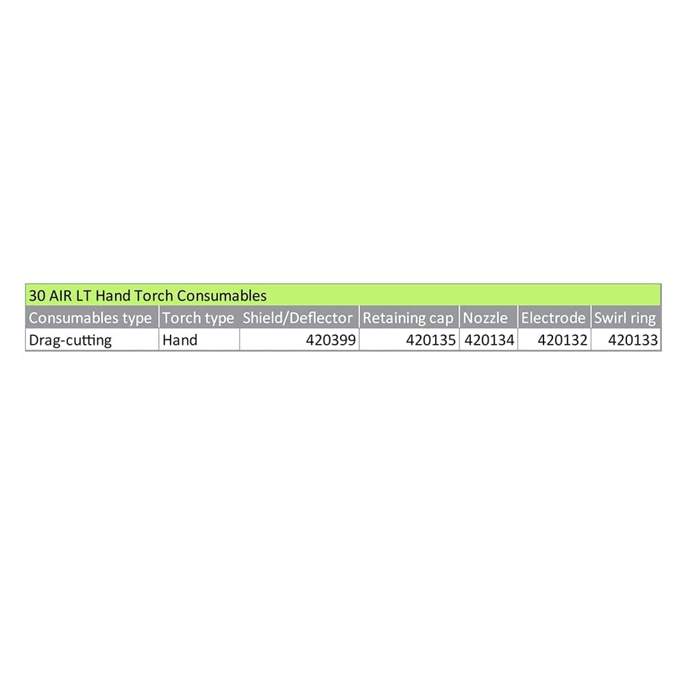 5 électrodes 420132 et 5 buses 420134 pour consommables de découpe plasma PMX 30AIR, compatibles avec PMX 30 AIR