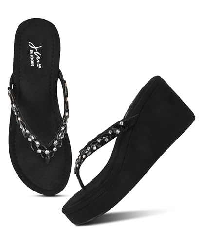 JM LOOKS Women Elegant Embellished Platform Wedge Sandals Designed for Comfort and Statement Style