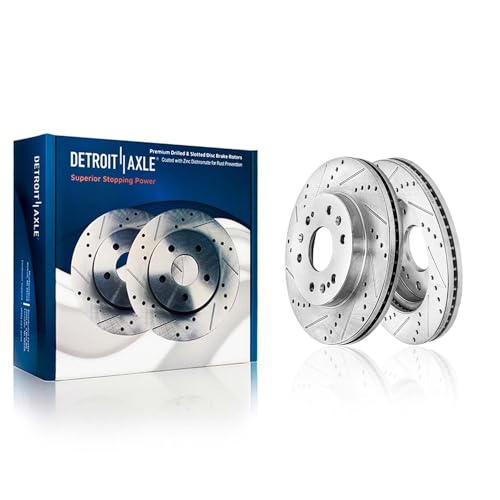 Image of Detroit Axle - Front Brake Kit for Chevy GMC Silverado Suburban Express | Sierra Savana Yukon XL 1500 Cadillac Escalade ESV EXT XTS Drilled & Slotted Brake Rotors Ceramic Brakes Pads: 12.99'' inch