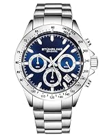 Stührling Original Men’s Chronograph Watch Stainless Steel Bracelet with Screw Down Crown and Water Resistant to 100 M. Analog Dial Quartz Movement (Blue)