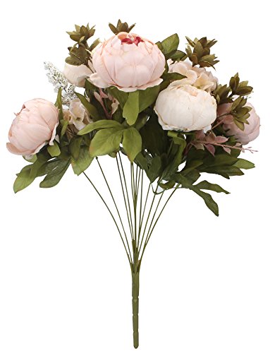 Duovlo Fake Flowers Vintage Artificial Peony Silk Flowers Wedding Home Decoration,Pack of 1 (Light Pink), 20.87 inches - Image 2