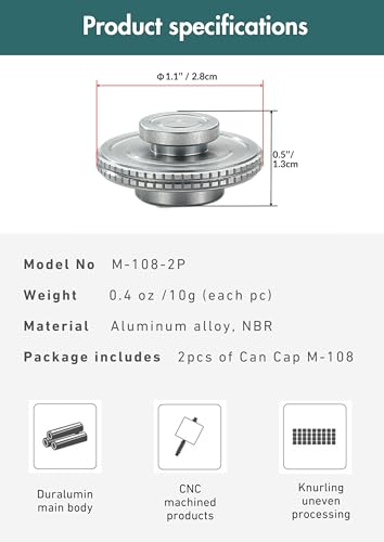 Campingmoon 2 Stück Deckel für Camping Gas Kraftstoffkanister mit EN417 Lindal Ventil M-108-2P