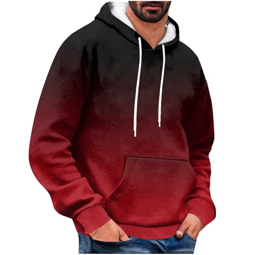 Fall Winter Trendy Gradient Color Hoodies for Men Casual Long Sleeve Workout Pullover Hooded Sweatshirts with Pocket