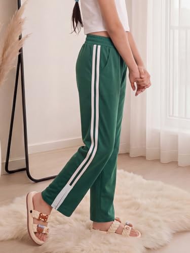 Image of Li'l Tomatoes Girls Cotton Track Pants | Soft & Comfortable Casual Summer Lower for Girls | Elastic Waist with Drawstring Everyday Wear | Side Stripe Straight Fit Trackpant | 9-16 Years |