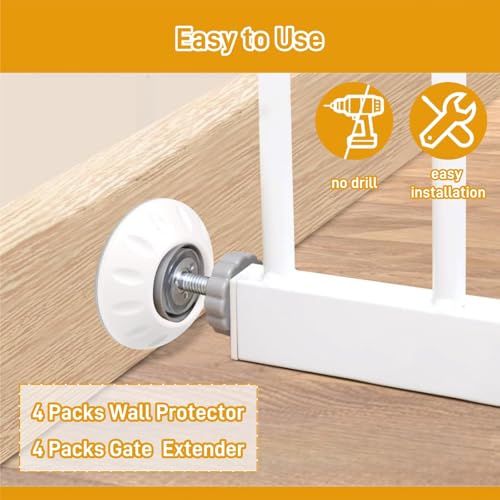 WDMJxar [4 Pacotes] Extensor De Portão Para Bebês, Hastes Roscadas Animais Estimação Com Protetor Pa