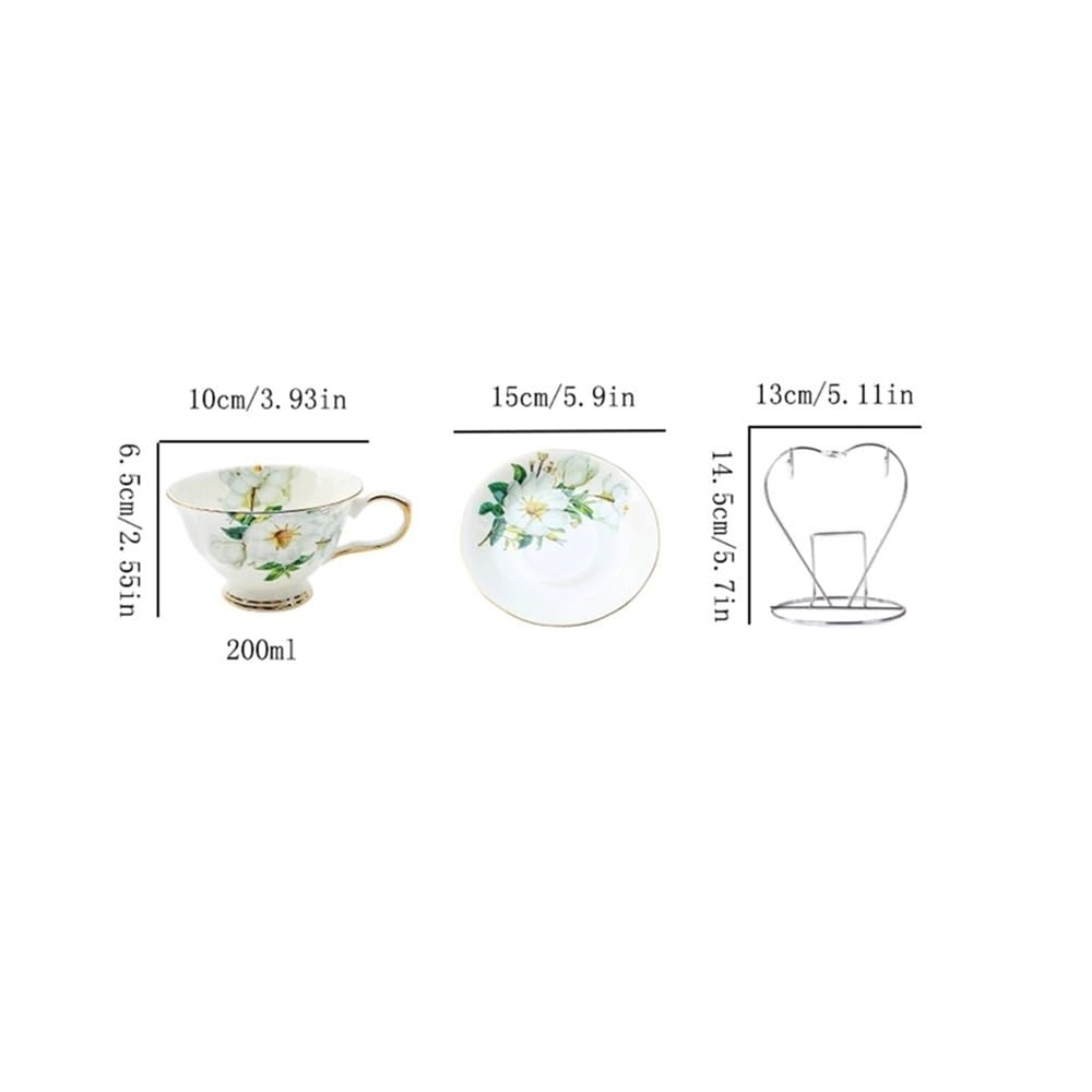 Filiżanka do herbaty i spodek zestaw 2 sztuk, 200 ml, vintage, ze stojakiem, ceramiczne filiżanki do kawy