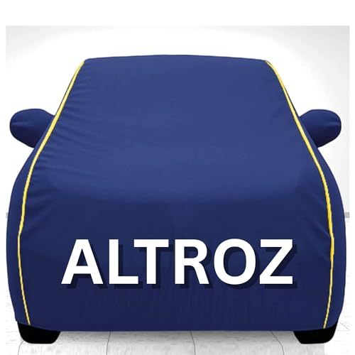 Image of 100% Waterproof Car Cover for Altroz UV Protection, Dustproof, Windproof | Custom Fit with Mirror Pockets, Belt & Buckle | All Weather Outdoor Body Cover(Blue)