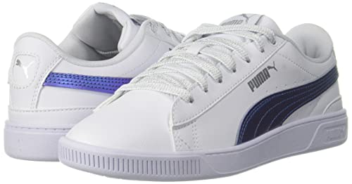 Image of Puma Girls Vikky v3 Bioluminescence Jr Puma White-Puma Silver Sneaker - 4 UK (38761302)