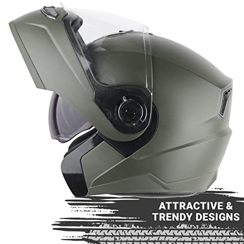 Steelbird SBA-7 7Wings Flip-Up Helmet Dashing Battle Green - Image 5
