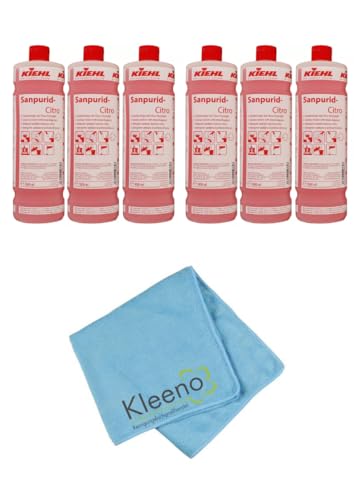 Sanitärreiniger - Badreiniger - WC Reiniger - Kalkentferner - Toilettenreiniger - Urinsteinlöser | mit Microfasertuch Kleeno (6 Liter)