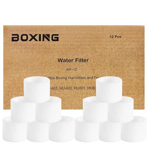 Boxing 12-Pack Top Fill Humidifier Replacement Filters, Capture Particles, Improve Humidification Efficiency, Prevent Leaking Caused by Impurities, Extend Lifespan of Humidifier HU-802, HU-803
