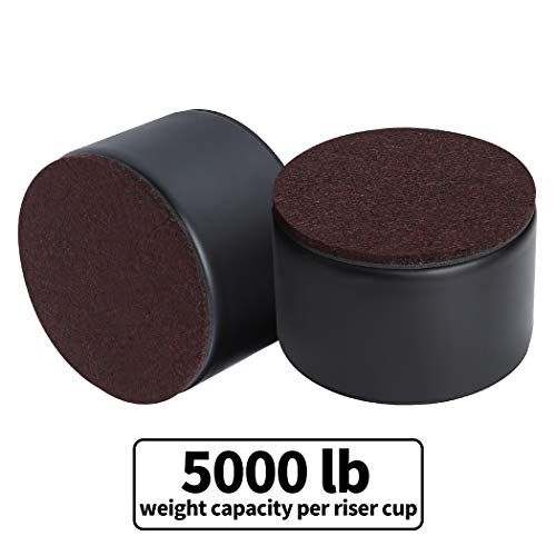 Ezprotekt 2 Inch Bed and Furniture Risers, 4 Pack Sofa Table Couch Dresser Riser and Lifts up to 5,000 LBs - Protect Floors Wont Scratch Wood and Carpet Surface – Anti Slip Bottom (Round, Black) - Thumbnail 5