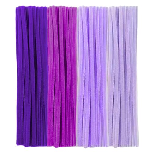 手芸モール カラーミックス パープル系 約200本 6mm カラーモール 人工花茎20本 フラワーテープ1巻付き モールフラワー DIY 造花 インテリア飾り/手芸用 工作モール 記念日/誕生日/母の日/バレンタインデー贈り物【ラベンダーの作り方を付き】