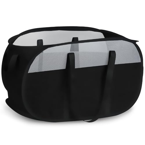 Image of 100L Collapsible Laundry Baskets, Tear Proof Pop Up Laundry Hamper with Dual Handles, Large Foldable Laundry Basket, Easy to Carry Laundry Hamper for Home, Laundry Room, Bedroom, Dorm, Travel Black
