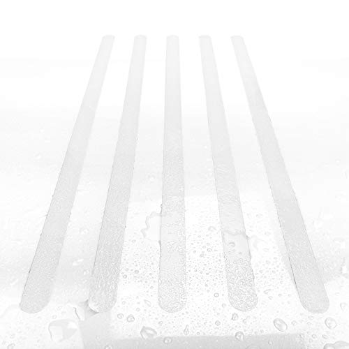 AnTina TAPES® weiße Anti-Rutsch-Aufkleber als Streifen für Dusche & Badewanne, Pads Zertifiziert rutschhemmend & selbstklebend, 8 Stück in Weiß, inkl. Reinigungsmittel