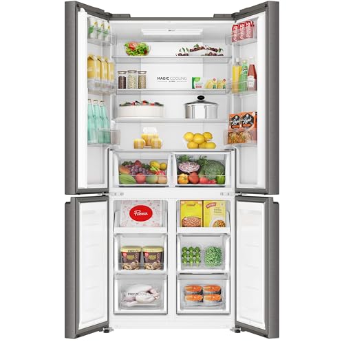 Image of Haier 520 L, 4-Door Side by Side Refrigerator with Convertible Fridge Space & Inverter Technology (HRB-600IS-1, Steel Inox)