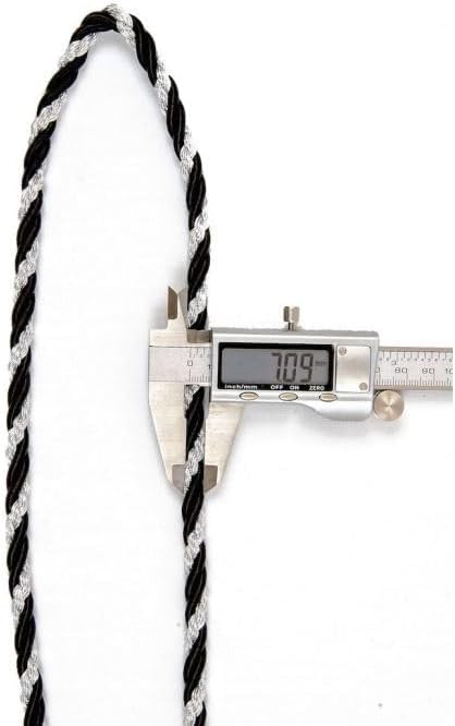 Premium Two Tone Black/Metallic Silver Clergy Cord With Cross