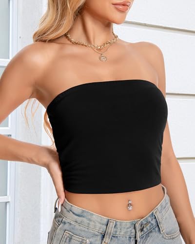 Tube Top for Women Strapless Slim Fit Crop Tops Y2K Going Out Bandeau Shirts Summer Outfits4