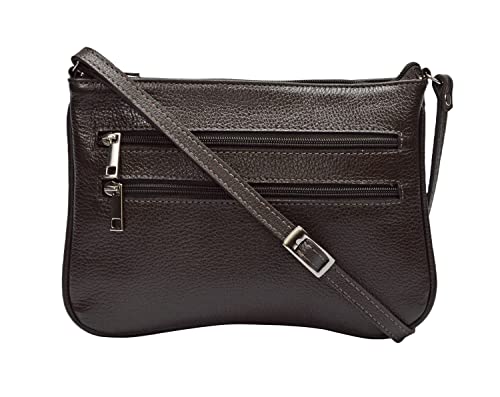 Bolsa Pequena Couro Legítimo Transversal Feminina Madamix (Café)
