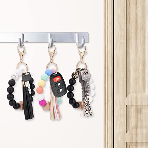Tietoc Silicone Keychain Bracelet For Women Beaded Wristlet Keychain Holder House Car Key Rings Holder With Tassel (Colorful) #TOP3