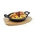 YEstge Gusseiserne Pfannen Mit Holztabletts,Kleine Bratpfanne, Mini-Omelettepfanne, Doppelohrpfanne Für Western-Steak,Geeignet Für Alle Herdarten, Einschließlich Induktion, Backofenpfanne-16cm
