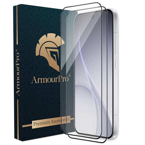 Image of ArmourPro Tempered Glass for Oppo Reno 15 Pro Mini - 9H Anti Scratch Screen Protector, Edge to Edge Coverage, HD Clarity, Smooth Touch, Case Friendly | Black, Pack of 2