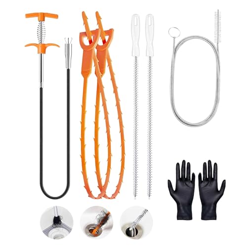 1.6m Abflussreiniger Spirale Abfluss Rohrreinigung Paket - Rohrreiniger Rohrreinigungsspirale Abflussbürste, Rohrreinigungsbürste Abflussspirale Haar Clog Tool für Kanalisation, Küche, Bad, Dusche