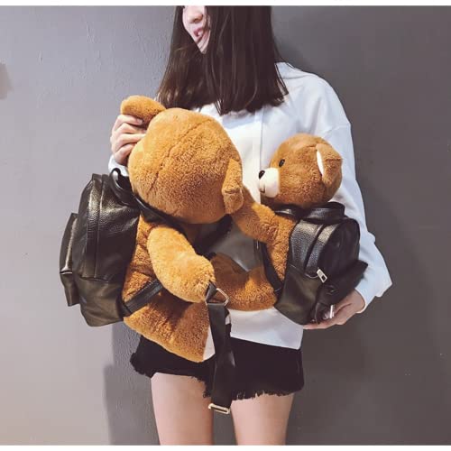 Kawaii Backpack with Adorable 3D Plush Bear Teenager College Schoolbag Furry Bookbag Aesthetic Cute Fluffy Puffy Daypack (Small)4