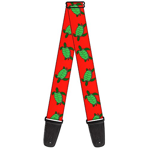 Buckle-down Sangle de guitare – Tortues de mer Rouge/vert – 5,1 cm de large – 29–137,2 cm de long - Les Beatles, Paul McCartney, John Lennon, RIngo Starr, George Harrison Buckle-down Sangle de guitare – Tortues de mer Rouge/vert – 5,1 cm de large – 29–137,2 cm de long