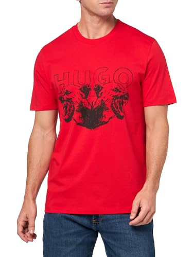 T-Shirt Graphique Grand Logo Loup HUGO en Coton Premium Confortable