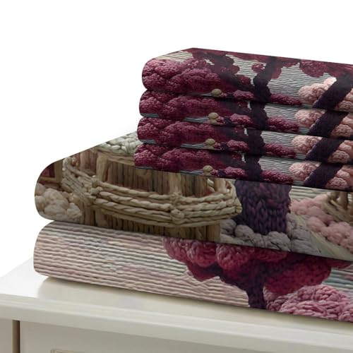Parure de lit cerisiers en fleurs haut de gamme effet 3D microfibre douce - 7